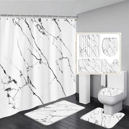 Marbling Shower Curtain Waterproof Mildew-proof Thickened Polyester Shower Curtain - Pacisia