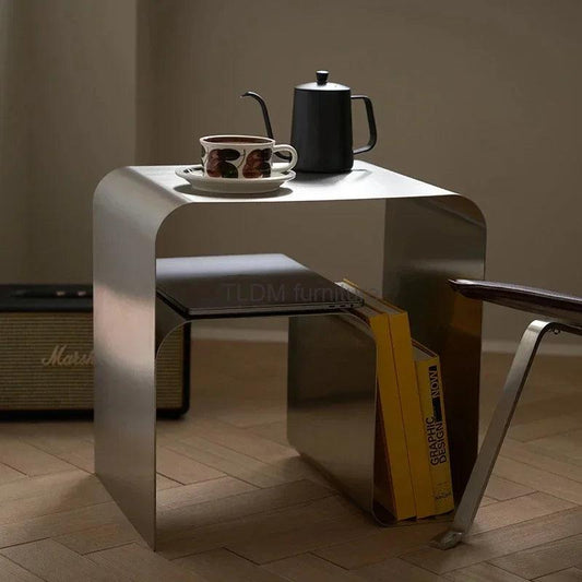 Medieval Minimalist Stainless Bedside Table Side Table Coffee Balcony Kitchen Aesthetic Table Vintage Mesa Centro Hall Furniture - Pacisia