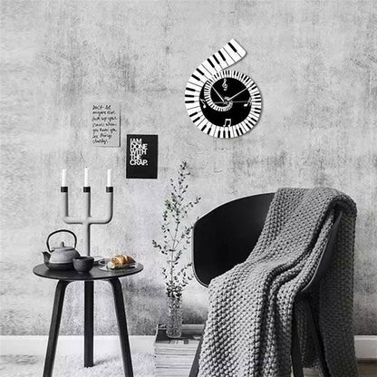 Decoration Wall Clock Treble Clef Piano Keyboard Musical Notes Irregular Decoration Clock Wall Clock Cross-border - Pacisia