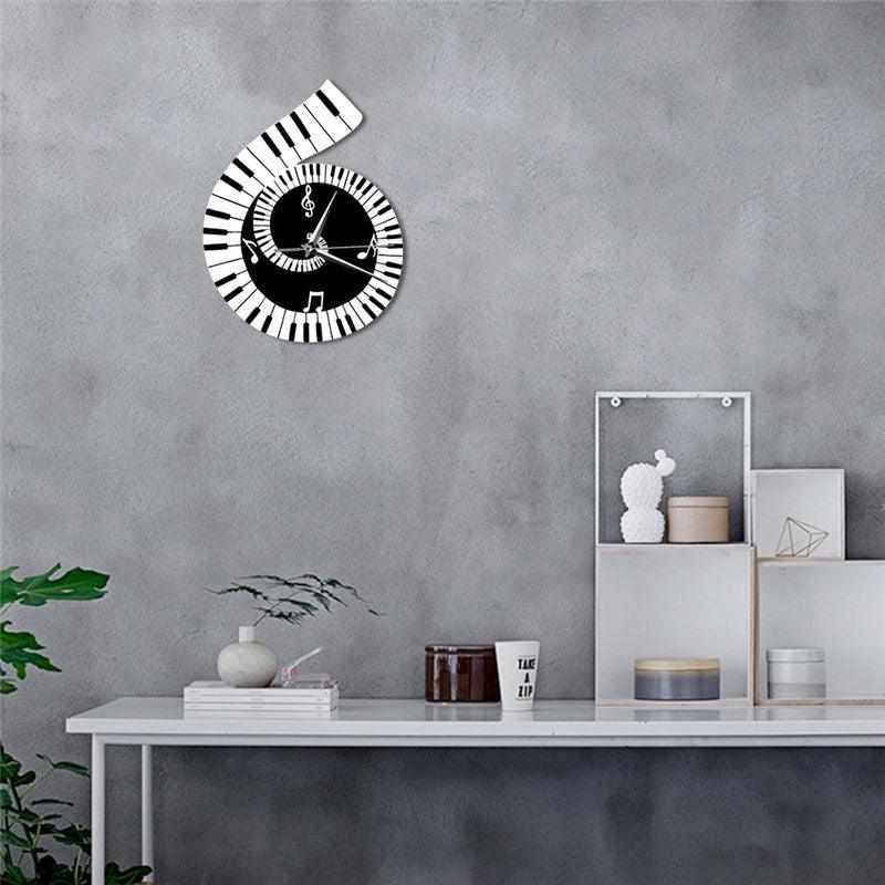 Decoration Wall Clock Treble Clef Piano Keyboard Musical Notes Irregular Decoration Clock Wall Clock Cross-border - Pacisia