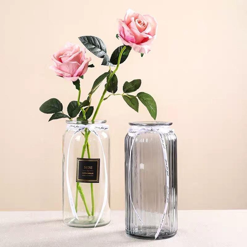 Mini Straight Transparent Glass Vase Ornaments Flower Arrangement Hydroponic Vase - Pacisia