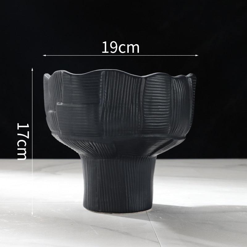 Minimalist Black And White Irregular Pattern Ceramic Flower Vase - Pacisia