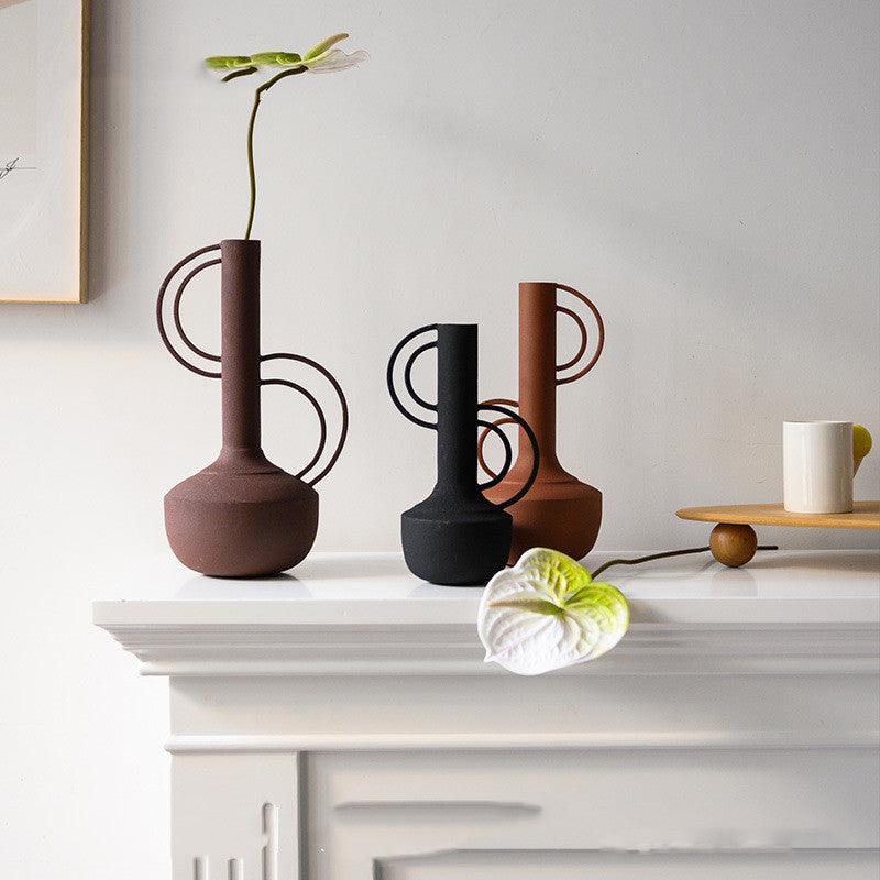 Minimalist Modern Iron Frosted Feel Amphora Vase Ornament - Pacisia
