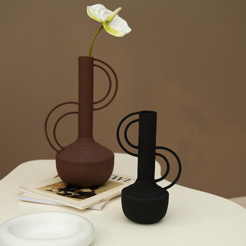 Minimalist Modern Iron Frosted Feel Amphora Vase Ornament - Pacisia