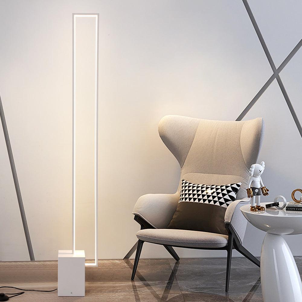 Minimalist Sand Black Floor Lamp Quadriboid Base Square Light Body - Pacisia