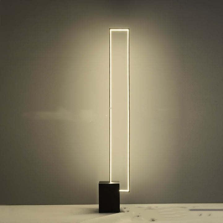 Minimalist Sand Black Floor Lamp Quadriboid Base Square Light Body - Pacisia