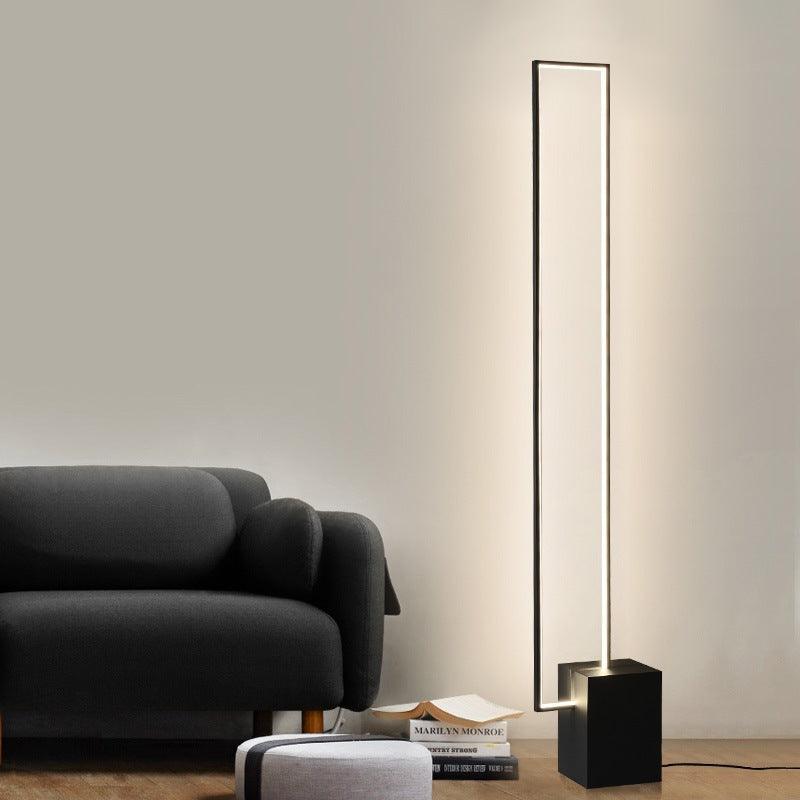 Minimalist Sand Black Floor Lamp Quadriboid Base Square Light Body - Pacisia