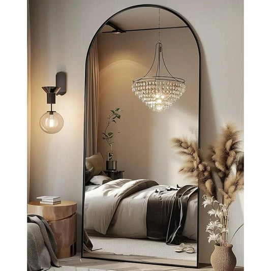 Mirror, 65*170 Oversized Independent, Arched Floor Standing Mirror, Black Full Body Mirror With Bracket In Bedroom - Pacisia