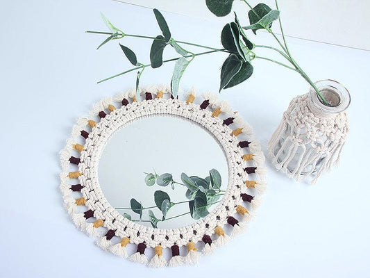 Mirror Handmade Tapestry Makeup Mirror Bedside Decoration Wall Hanging - Pacisia