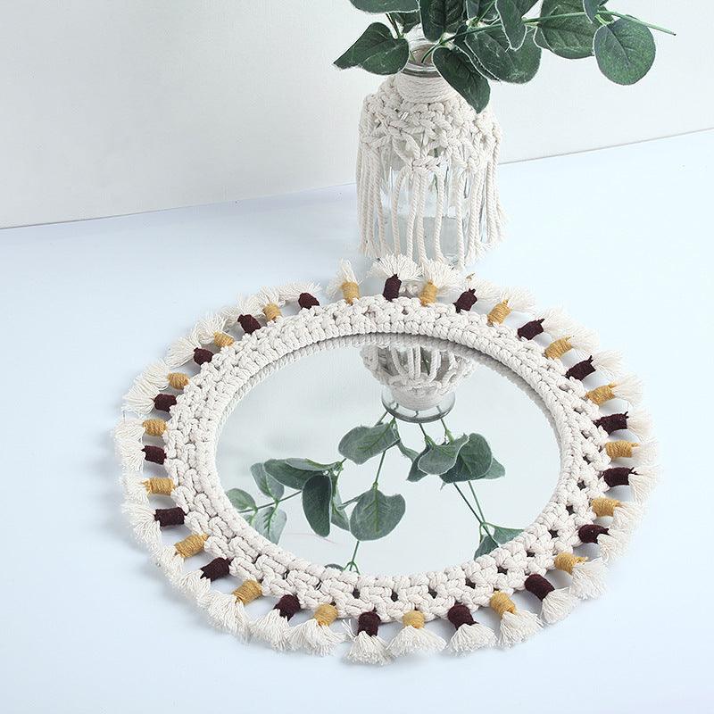 Mirror Handmade Tapestry Makeup Mirror Bedside Decoration Wall Hanging - Pacisia
