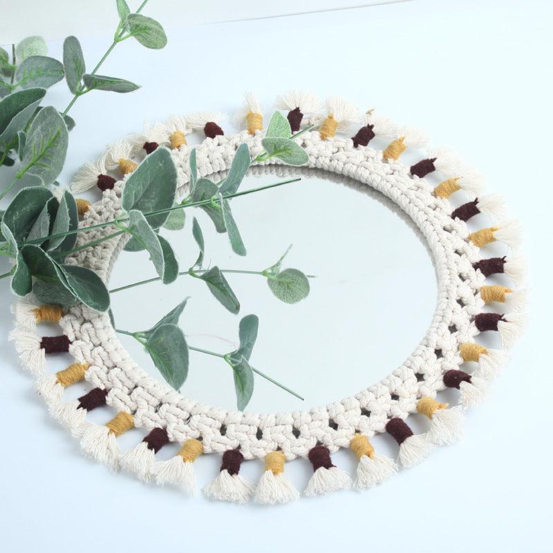 Mirror Handmade Tapestry Makeup Mirror Bedside Decoration Wall Hanging - Pacisia