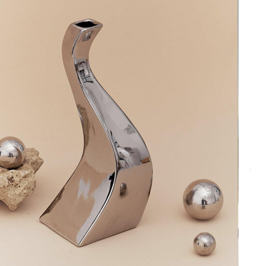 Mirror Silver Vase Ceramic Design Sense Electroplating - Pacisia