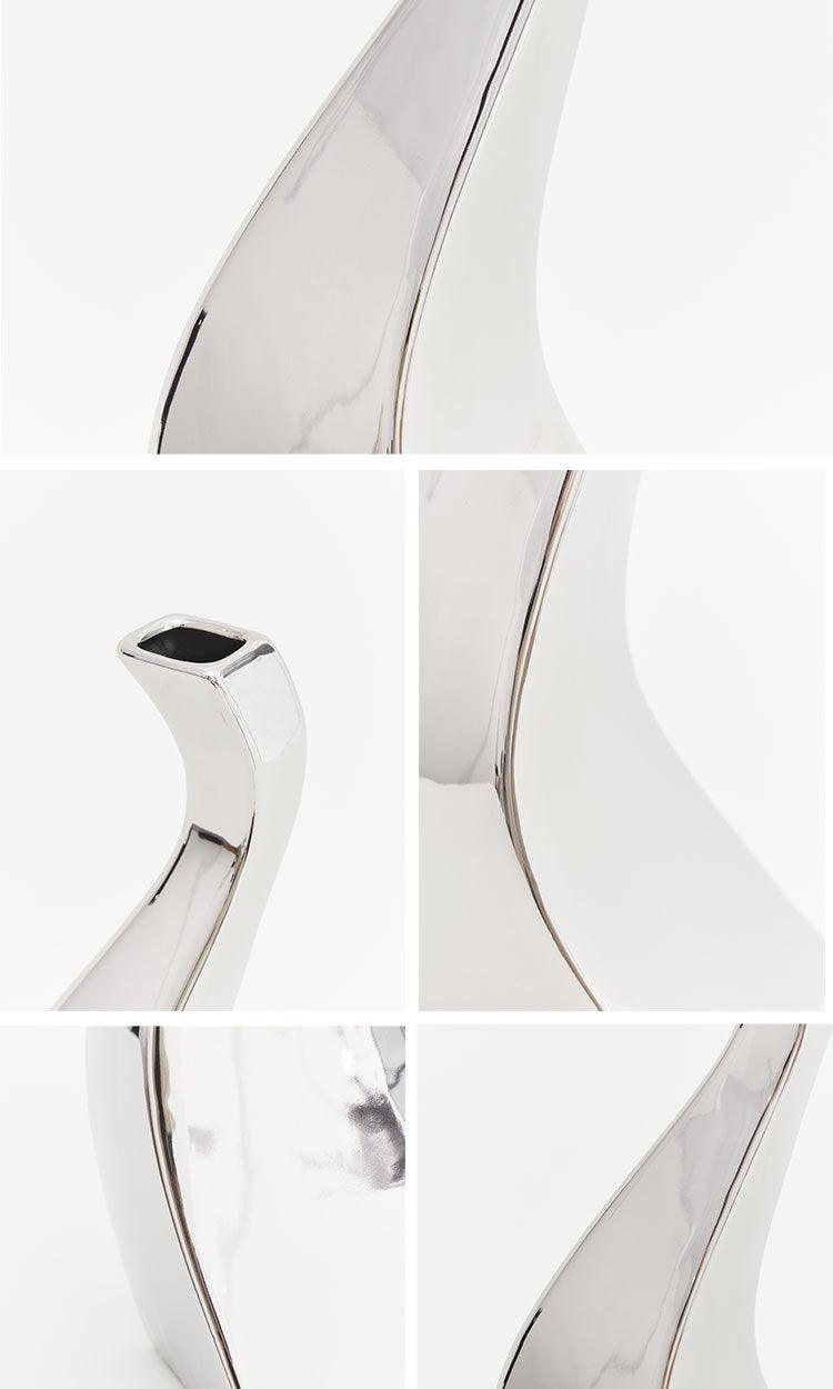 Mirror Silver Vase Ceramic Design Sense Electroplating - Pacisia