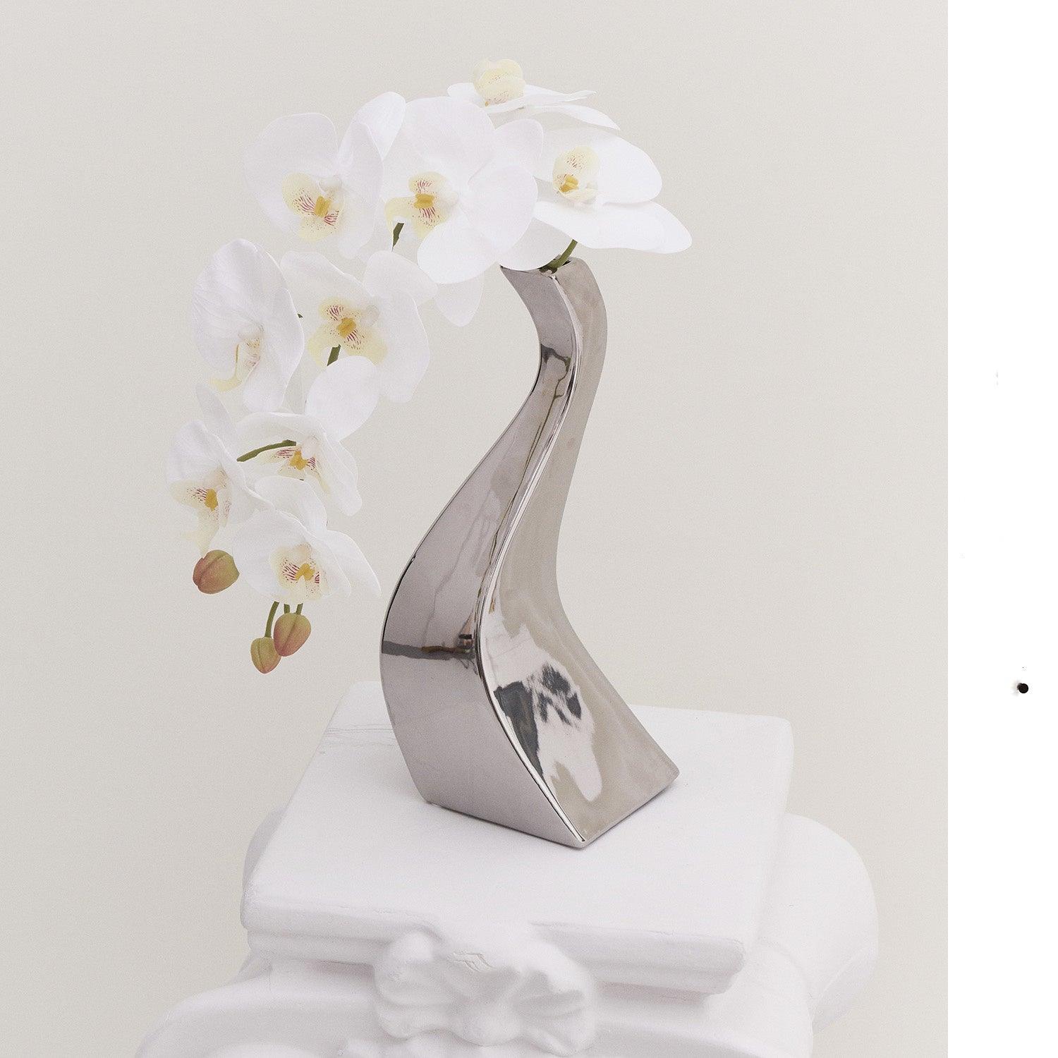 Mirror Silver Vase Ceramic Design Sense Electroplating - Pacisia