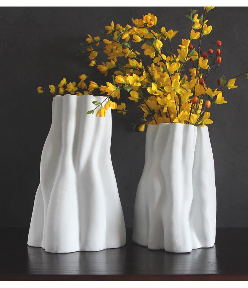 Model Room Living Room Entrance White Ceramic Biscuit Large Vase - Pacisia