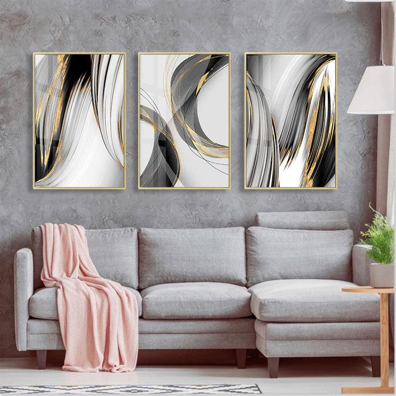 Modern Abstract Geometric Canvas Painting - Framed Wall Art for Living Room Decor - Pacisia