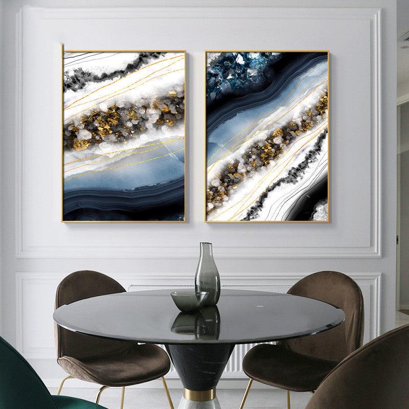 Modern Abstract Marble Crystal Lines Canvas Painting - Living Room Wall Art Decor - Pacisia