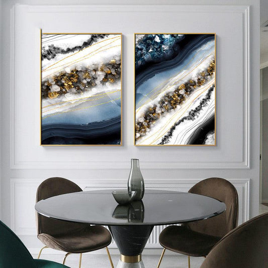 Modern Abstract Marble Crystal Lines Canvas Painting - Living Room Wall Art Decor - Pacisia