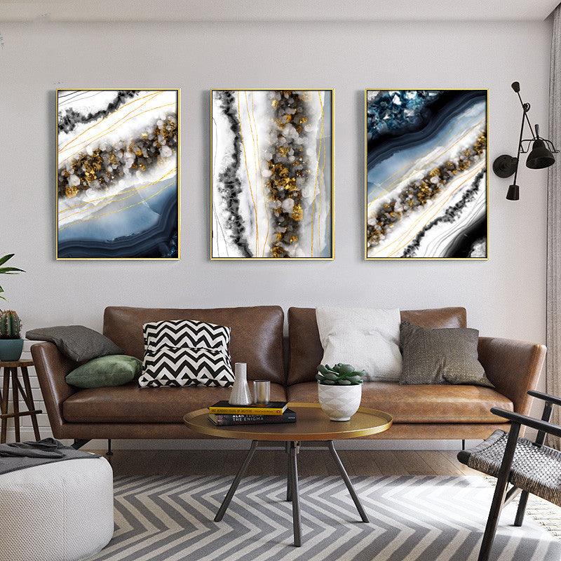 Modern Abstract Marble Crystal Lines Canvas Painting - Living Room Wall Art Decor - Pacisia