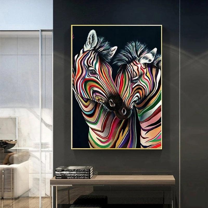 Modern Abstract Zebra Canvas Painting - Vibrant Wall Art Poster - Pacisia