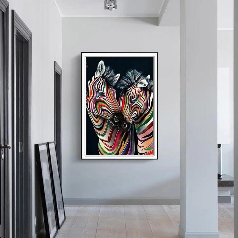 Modern Abstract Zebra Canvas Painting - Vibrant Wall Art Poster - Pacisia