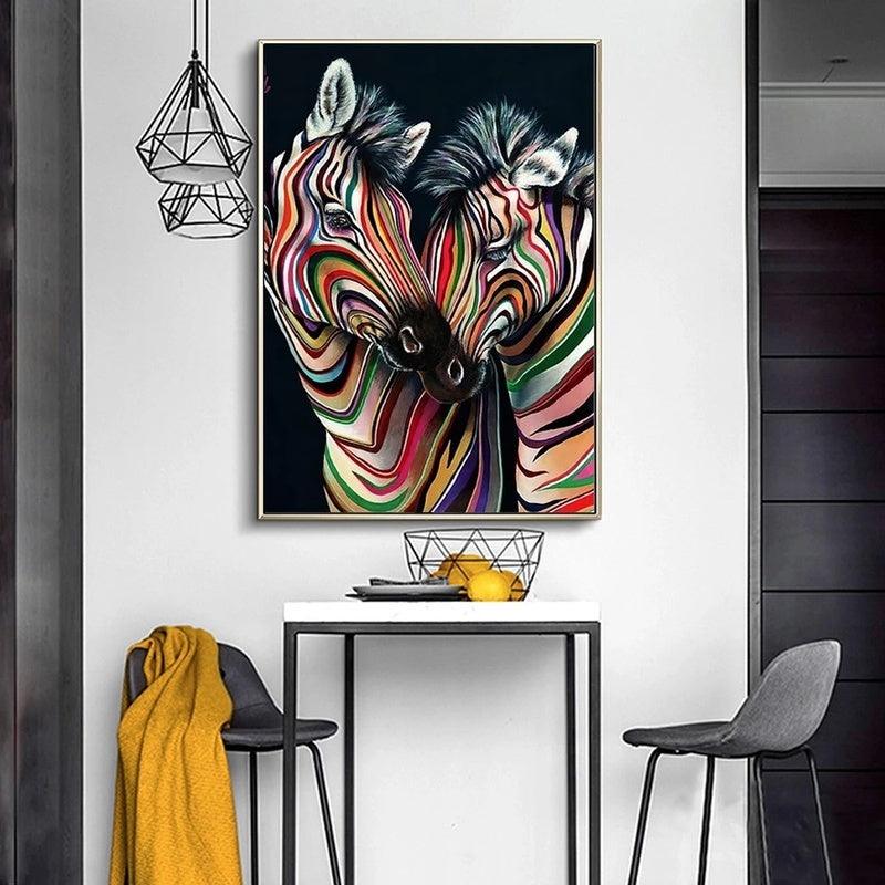 Modern Abstract Zebra Canvas Painting - Vibrant Wall Art Poster - Pacisia