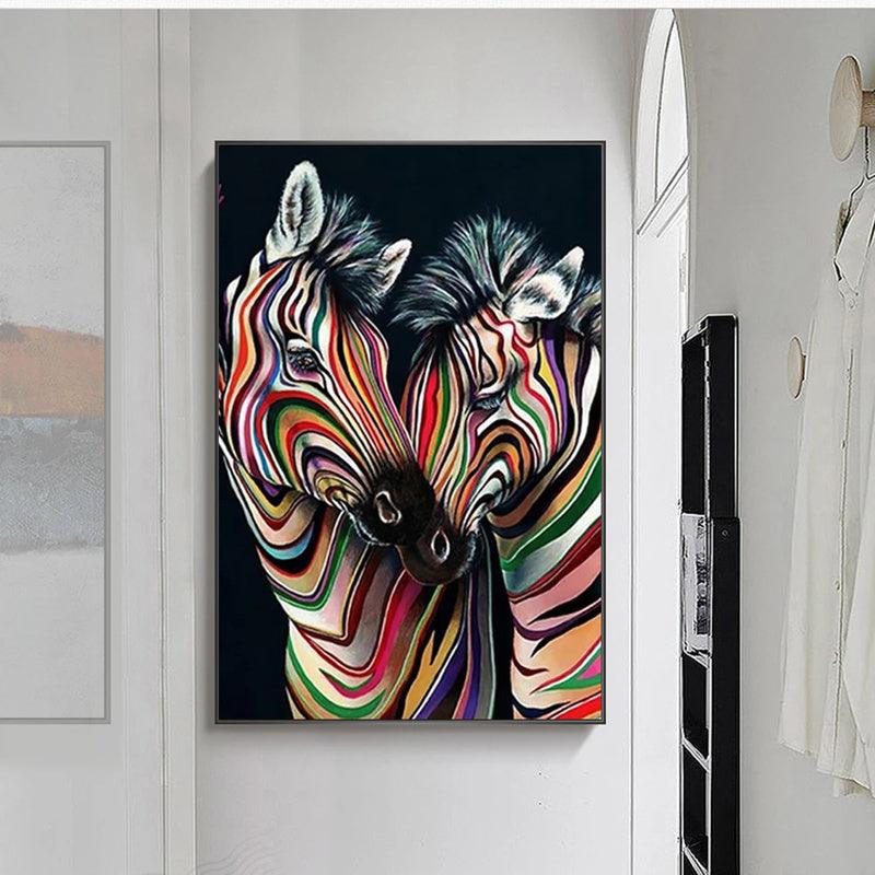Modern Abstract Zebra Canvas Painting - Vibrant Wall Art Poster - Pacisia