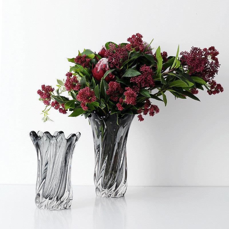 Modern American Living Room Petal Mouth Glass Vase Grey - Pacisia