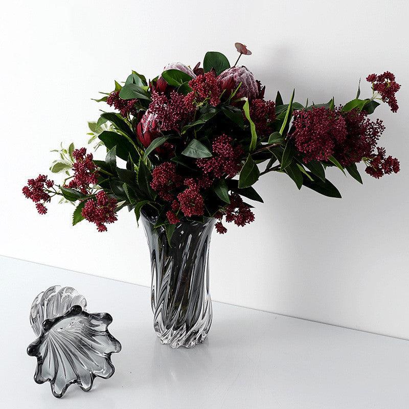 Modern American Living Room Petal Mouth Glass Vase Grey - Pacisia