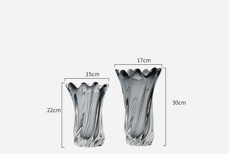 Modern American Living Room Petal Mouth Glass Vase Grey - Pacisia