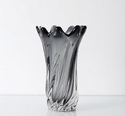 Modern American Living Room Petal Mouth Glass Vase Grey - Pacisia
