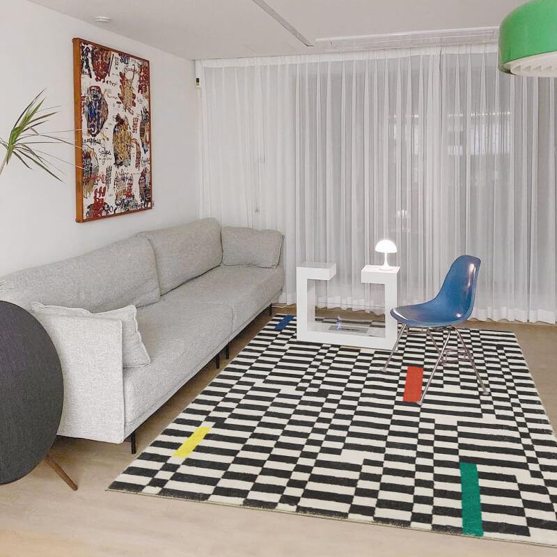 Modern And Minimalist Living Room Carpet With Light Luxury Checkerboard Pattern - Pacisia