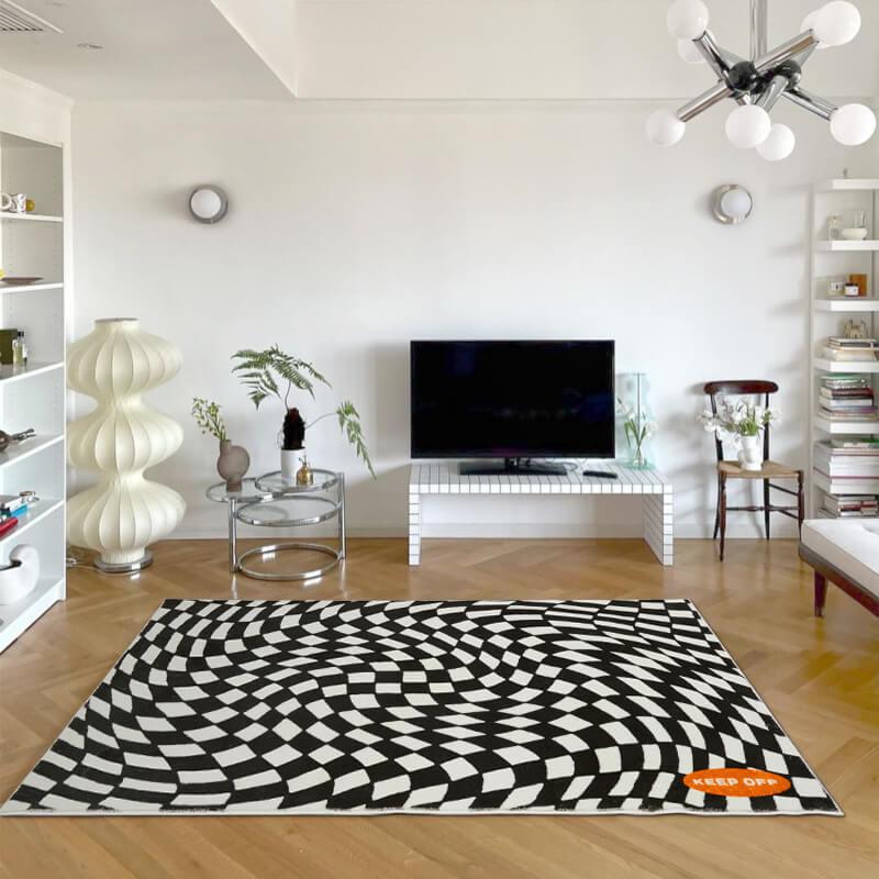 Modern And Minimalist Living Room Carpet With Light Luxury Checkerboard Pattern - Pacisia