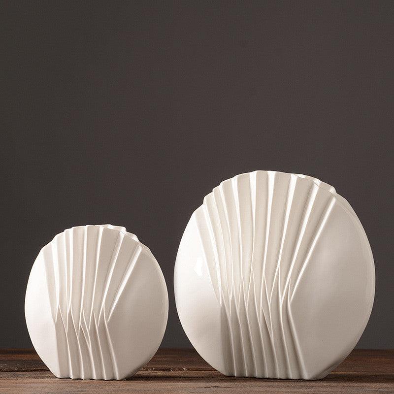 Modern And Simple White Shell Ceramic Vase Decoration - Pacisia