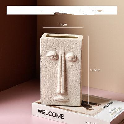 Modern Ceramic Face Portrait Plant Flower Vase - Pacisia