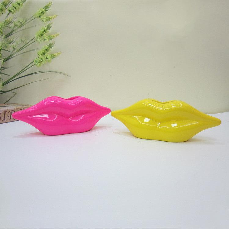 Modern Creative Red Lip Resin Vase Porch Crafts - Pacisia