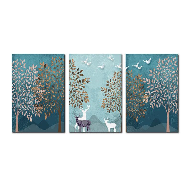 Modern Forest Landscape Living Room Wall Painting - Canvas Art Three-Piece Set - Pacisia