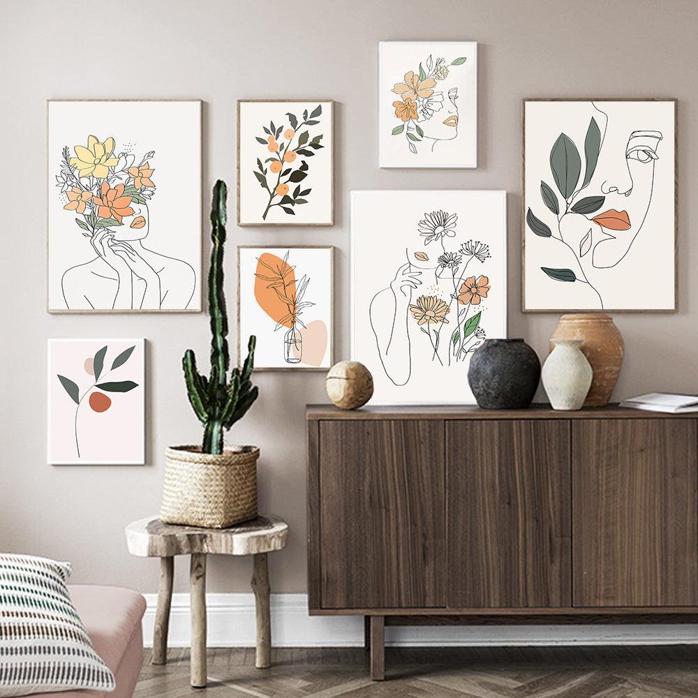 Modern Framed and Frameless Decorative Canvas Wall Art - Minimalist Floral Designs - Pacisia