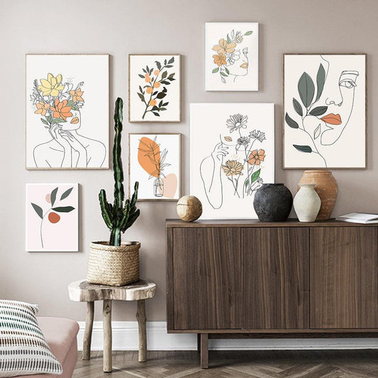 Modern Framed and Frameless Decorative Canvas Wall Art - Minimalist Floral Designs - Pacisia