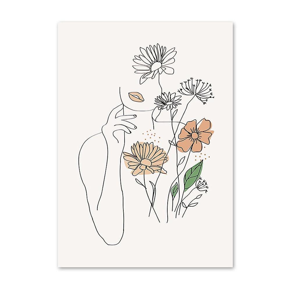Modern Framed and Frameless Decorative Canvas Wall Art - Minimalist Floral Designs - Pacisia