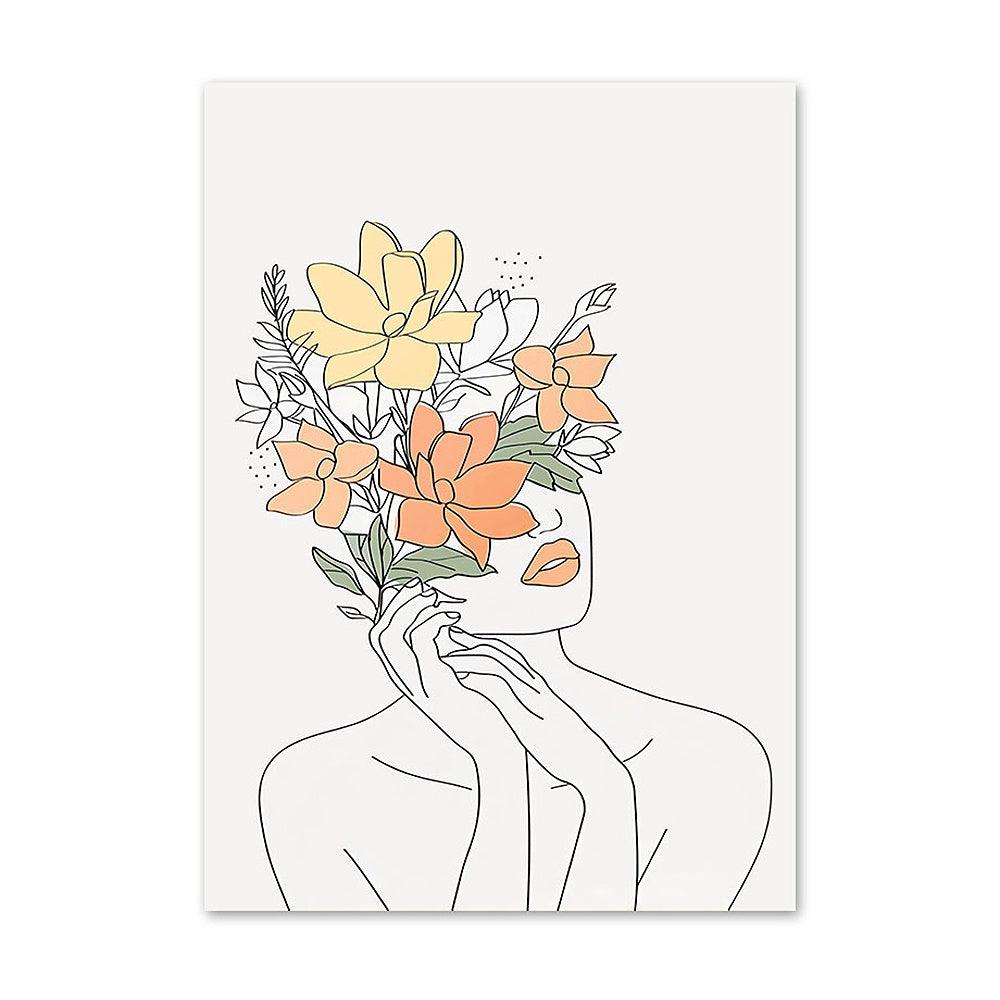 Modern Framed and Frameless Decorative Canvas Wall Art - Minimalist Floral Designs - Pacisia