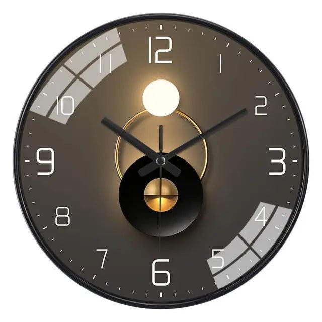 Modern Simple Punctuality Quartz Wall Clock Light Shadow Geometric Design Silent Movement Living Room Bedroom Decor Pendant - Pacisia