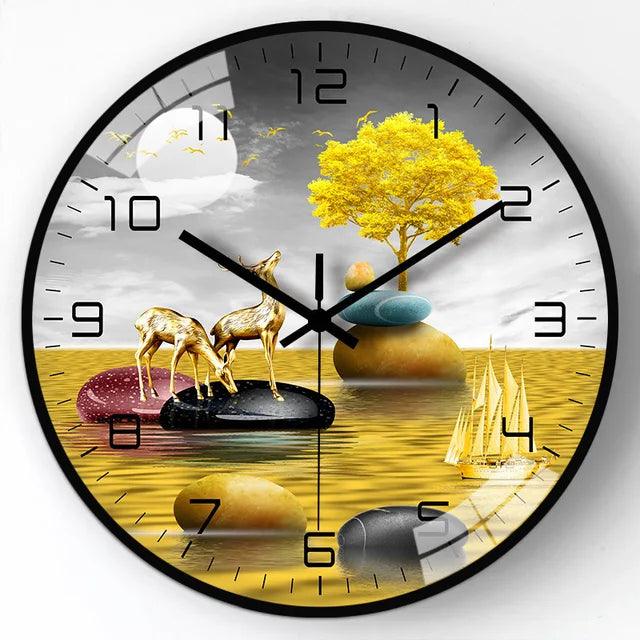 Modern Simple Punctuality Quartz Wall Clock Light Shadow Geometric Design Silent Movement Living Room Bedroom Decor Pendant - Pacisia