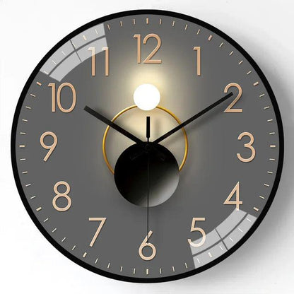 Modern Simple Punctuality Quartz Wall Clock Light Shadow Geometric Design Silent Movement Living Room Bedroom Decor Pendant - Pacisia