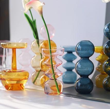 Modern Glass Bubble Vase Art Colored Transparent Small Bottle Decorative Flower Pot - Pacisia