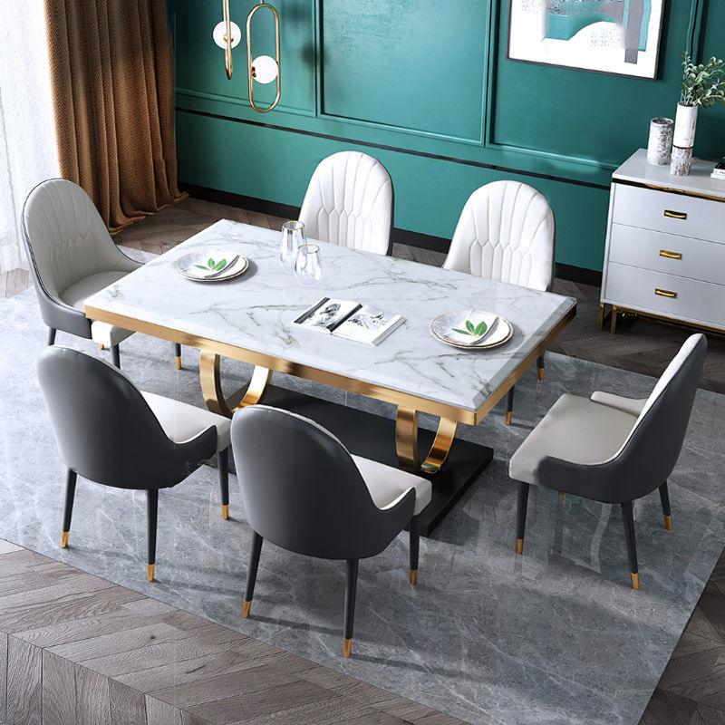 Modern Household Simple Slate Dining Table And Chair Combination - Pacisia