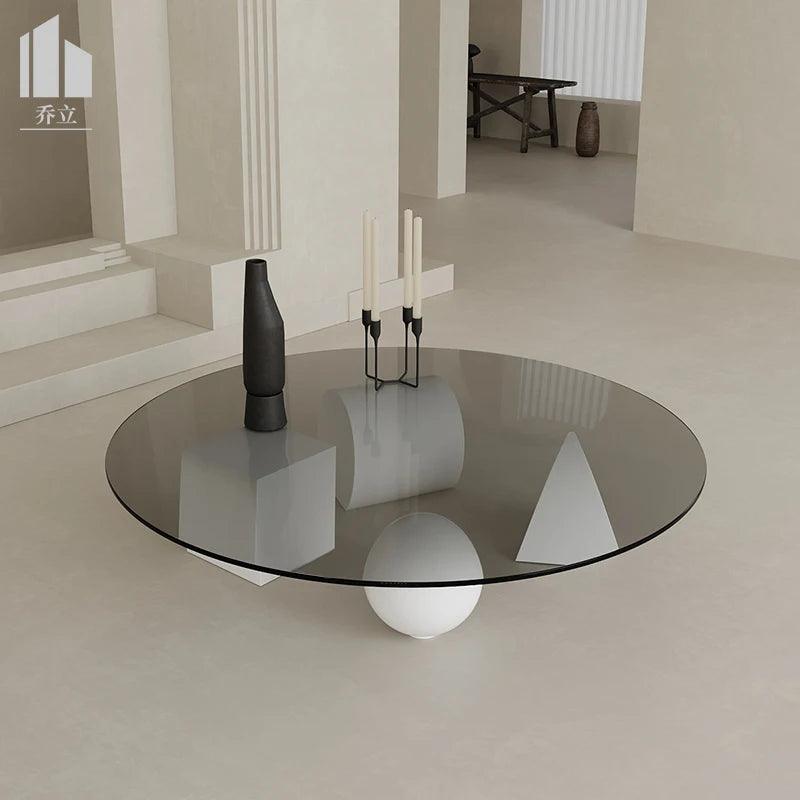 Modern Light Luxury Glass Coffee Table, Living Room Home Balcony Tea Table, Italian Creative Geometric Art Round Table - Pacisia