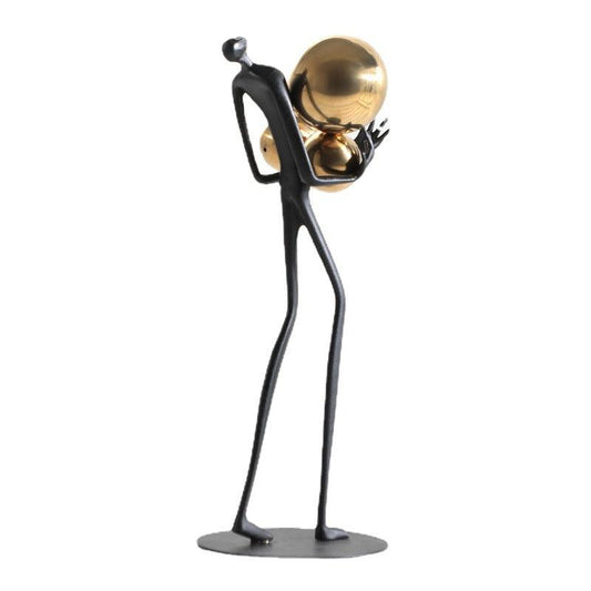 Modern Light Luxury Home Decoration Holding Ball Metal Figure Sculpture - Pacisia