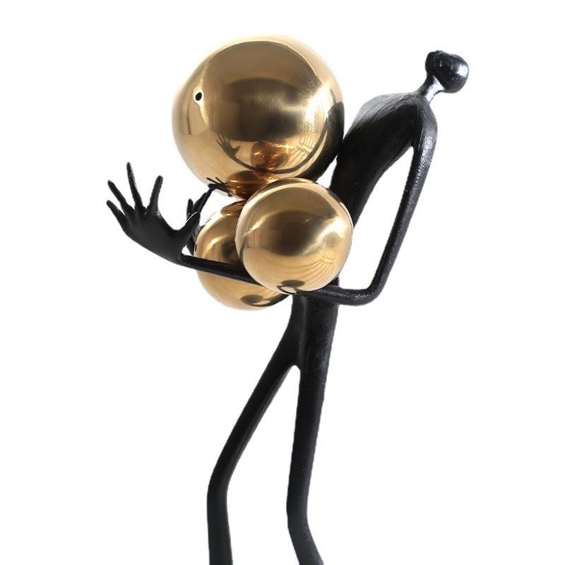 Modern Light Luxury Home Decoration Holding Ball Metal Figure Sculpture - Pacisia