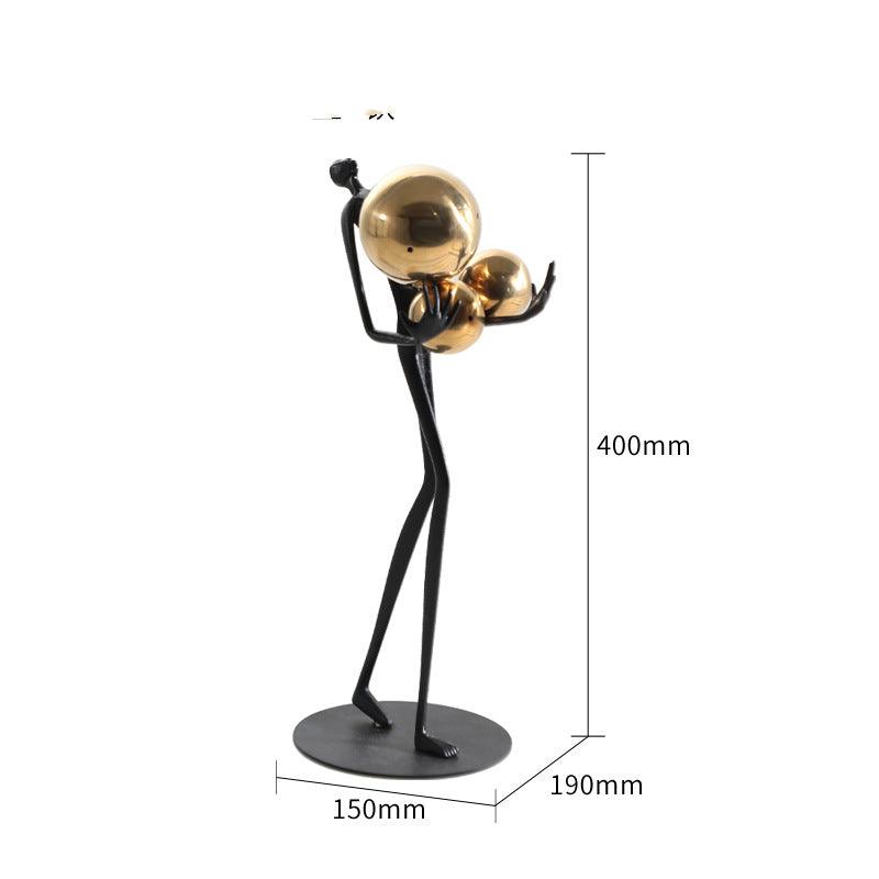 Modern Light Luxury Home Decoration Holding Ball Metal Figure Sculpture - Pacisia